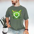 St Patrick Day Baseball Drip Ice Cream Boys Men Men's Comfort Colors T-Shirt Moss