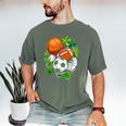St Patricks Day Shamrock Basketball Baseball Football Soccer Men's Comfort Colors T-Shirt Moss St Patricks Day Shamrock Basketball Baseball Football Soccer Men's Comfort Colors T-Shirt Moss