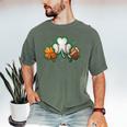 St Patricks Day Shamrock Sports Baseball Basketball Football Men's Comfort Colors T-Shirt Moss St Patricks Day Shamrock Sports Baseball Basketball Football Men's Comfort Colors T-Shirt Moss