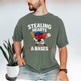 Stealing Hearts & Bases Valentine’s Day Baseball Love Men's Comfort Colors T-Shirt Moss Stealing Hearts & Bases Valentine’s Day Baseball Love Men's Comfort Colors T-Shirt Moss