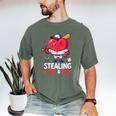 Stealing Hearts And Bases Baseball Player Valentine's Day Men's Comfort Colors T-Shirt Moss Stealing Hearts And Bases Baseball Player Valentine's Day Men's Comfort Colors T-Shirt Moss