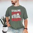 Stealing Hearts Like I Steal Bases Cute Baseball Kids Men's Comfort Colors T-Shirt Moss
