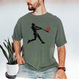 Valentines Day Baseball Batter Silhouette Heart Men Boys Kid Men's Comfort Colors T-Shirt Moss