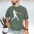Valentines US Baseball Player Silhouette Heart Men's Comfort Colors T-Shirt Moss