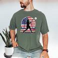 Women's Batter Patriotic American Flag Baseball Silks Men's Comfort Colors T-Shirt Moss Women's Batter Patriotic American Flag Baseball Silks Men's Comfort Colors T-Shirt Moss