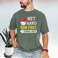 Women's Hit Hard Run Fast Turn Left Baseball Quote Fan Coach Men's Comfort Colors T-Shirt Moss Women's Hit Hard Run Fast Turn Left Baseball Quote Fan Coach Men's Comfort Colors T-Shirt Moss