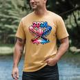 2026 American Flag Baseball Ice Cream Drip Bats Boys Men's Comfort Colors T-Shirt Mustard