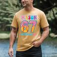 6 7 Mason Baseball Drip Number 67 Player Or 67th Birthday Men's Comfort Colors T-Shirt Mustard