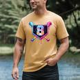 Baseball 8 Year Old Ice Cream Drip 8th Birthday Party Men's Comfort Colors T-Shirt Mustard