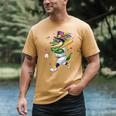 Baseball Player Mardi Gras Alligator Carnival Costume Beads Men's Comfort Colors T-Shirt Mustard