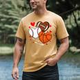 Cute Heart Baseball Basketball Football Valentine Boy Men Men's Comfort Colors T-Shirt Mustard