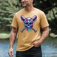 Halloween Baseball Skull Drip Baseball Lifestyle Boy Men Men's Comfort Colors T-Shirt Mustard