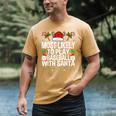 Most Likely To Play Baseball With Santa Christmas Baseball Men's Comfort Colors T-Shirt Mustard Most Likely To Play Baseball With Santa Christmas Baseball Men's Comfort Colors T-Shirt Mustard