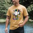 Mardi Gras Ice Cream Drip Baseball Carnival Party Mask Boys Men's Comfort Colors T-Shirt Mustard