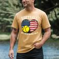Patriotic US Flag Softball Dad Like A Baseball Dad Men's Comfort Colors T-Shirt Mustard Patriotic US Flag Softball Dad Like A Baseball Dad Men's Comfort Colors T-Shirt Mustard