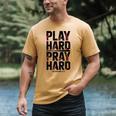 Play Hard Pray Hard Youth Boy Christian Baseball Jesus Men's Comfort Colors T-Shirt Mustard