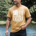 Retro American Flag Baseball Dad On Back Father's Day Premium Men's Comfort Colors T-Shirt Mustard