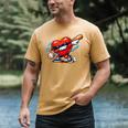 Valentines Day Baseball Dabbing Red Heart Love Boys Men's Comfort Colors T-Shirt Mustard Valentines Day Baseball Dabbing Red Heart Love Boys Men's Comfort Colors T-Shirt Mustard