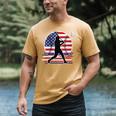 Women's Batter Patriotic American Flag Baseball Silks Men's Comfort Colors T-Shirt Mustard Women's Batter Patriotic American Flag Baseball Silks Men's Comfort Colors T-Shirt Mustard