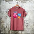 I Was 6 Now I'm 7 Meme Six Seven Baseball 7th Birthday Men's Comfort Colors T-Shirt Crimson
