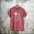 Baseball Dad Silhouette Bat Flag Stars Men's Comfort Colors T-Shirt Crimson