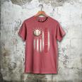 Baseball DAD USA American Flag Fathers Day 4th Of July Men's Comfort Colors T-Shirt Crimson