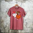 Cute Heart Baseball Basketball Football Valentine Boy Men Men's Comfort Colors T-Shirt Crimson