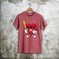 Heart Playing Baseball Valentines Day Men's Comfort Colors T-Shirt Crimson