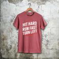 Hit Hard Run Fast Turn Left Baseball Fan Red Graphic Men's Comfort Colors T-Shirt Crimson Hit Hard Run Fast Turn Left Baseball Fan Red Graphic Men's Comfort Colors T-Shirt Crimson