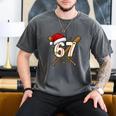 67 Baseball Xmas Lights Santa Hat Holiday Men's Comfort Colors T-Shirt Pepper