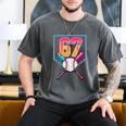 Baseball Ice Cream Drip Number 67 Player 67th Birthday Men Men's Comfort Colors T-Shirt Pepper
