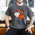 Cute Heart Baseball Basketball Football Valentine Boy Men Men's Comfort Colors T-Shirt Pepper