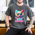 Drip Happens Baseball Ice Cream Bat And Ball With Sunglasses Men's Comfort Colors T-Shirt Pepper Drip Happens Baseball Ice Cream Bat And Ball With Sunglasses Men's Comfort Colors T-Shirt Pepper