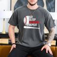 Eat Sleep Baseball Repeat Humor Baseball Dad Players Men's Comfort Colors T-Shirt Pepper