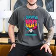 HUGvyn I Survived 100 Days Baseball Teacher Ice Cream Drip Men's Comfort Colors T-Shirt Pepper HUGvyn I Survived 100 Days Baseball Teacher Ice Cream Drip Men's Comfort Colors T-Shirt Pepper