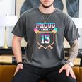 Proud Mom Baseball Player Number 15 Ice Cream Drip Men's Comfort Colors T-Shirt Pepper