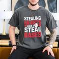 Stealing Hearts Like I Steal Bases Cute Baseball Kids Men's Comfort Colors T-Shirt Pepper