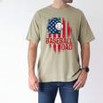 Baseball Dad USA American Flag 4th Of July Men's Comfort Colors T-Shirt Khaki Baseball Dad USA American Flag 4th Of July Men's Comfort Colors T-Shirt Khaki