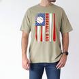 Baseball Dad USA American Flag Father's Day 4th Of July Premium Men's Comfort Colors T-Shirt Khaki