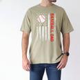 Baseball Dad USA American Flag Men Daddy Fathers Day Men's Comfort Colors T-Shirt Khaki