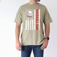Baseball Dad USA American Flag Patriotic Dad 4th Of July Men's Comfort Colors T-Shirt Khaki