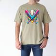 Baseball Player Ice Cream Drip Men's Comfort Colors T-Shirt Khaki Baseball Player Ice Cream Drip Men's Comfort Colors T-Shirt Khaki