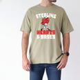 Boys Baseball Valentines Shirt Sterling Hearts Baseball Men's Comfort Colors T-Shirt Khaki