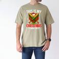 My Christmas Baseball Pajama Helmet Santa Xmas Men Boys Men's Comfort Colors T-Shirt Khaki