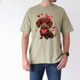 Dachshund Valentines Day Wiener Dog Lover Weenie Heart Raglan Baseball Tee Men's Comfort Colors T-Shirt Khaki