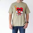 Heart Playing Baseball Valentines Day Men's Comfort Colors T-Shirt Khaki