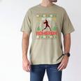 Ho Ho Homerun Xmas Sports Player Baseball Ugly Christmas Men's Comfort Colors T-Shirt Khaki Ho Ho Homerun Xmas Sports Player Baseball Ugly Christmas Men's Comfort Colors T-Shirt Khaki