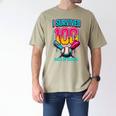 HUGvyn I Survived 100 Days Baseball Teacher Ice Cream Drip Men's Comfort Colors T-Shirt Khaki HUGvyn I Survived 100 Days Baseball Teacher Ice Cream Drip Men's Comfort Colors T-Shirt Khaki