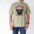 I'm Head Heffa Just Ask Me Bossy Highland Cow Baseball Cap Men's Comfort Colors T-Shirt Khaki