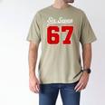 Number 67 Numbered Six Seven Baseball Jersey Style Team 67 Men's Comfort Colors T-Shirt Khaki Number 67 Numbered Six Seven Baseball Jersey Style Team 67 Men's Comfort Colors T-Shirt Khaki